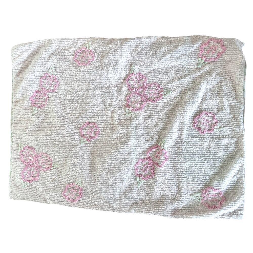 Limited Edition Amy Coe Rose Bud Chenille Baby Blanket 41.5 x 31 inches
